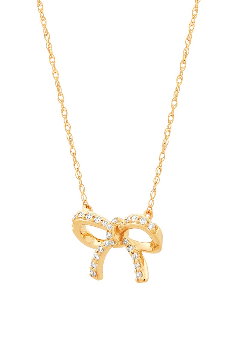 Frankie & Zoe 14K Yellow Gold Diamond Bow Pendant Necklace, Alternate, color, Yellow Gold