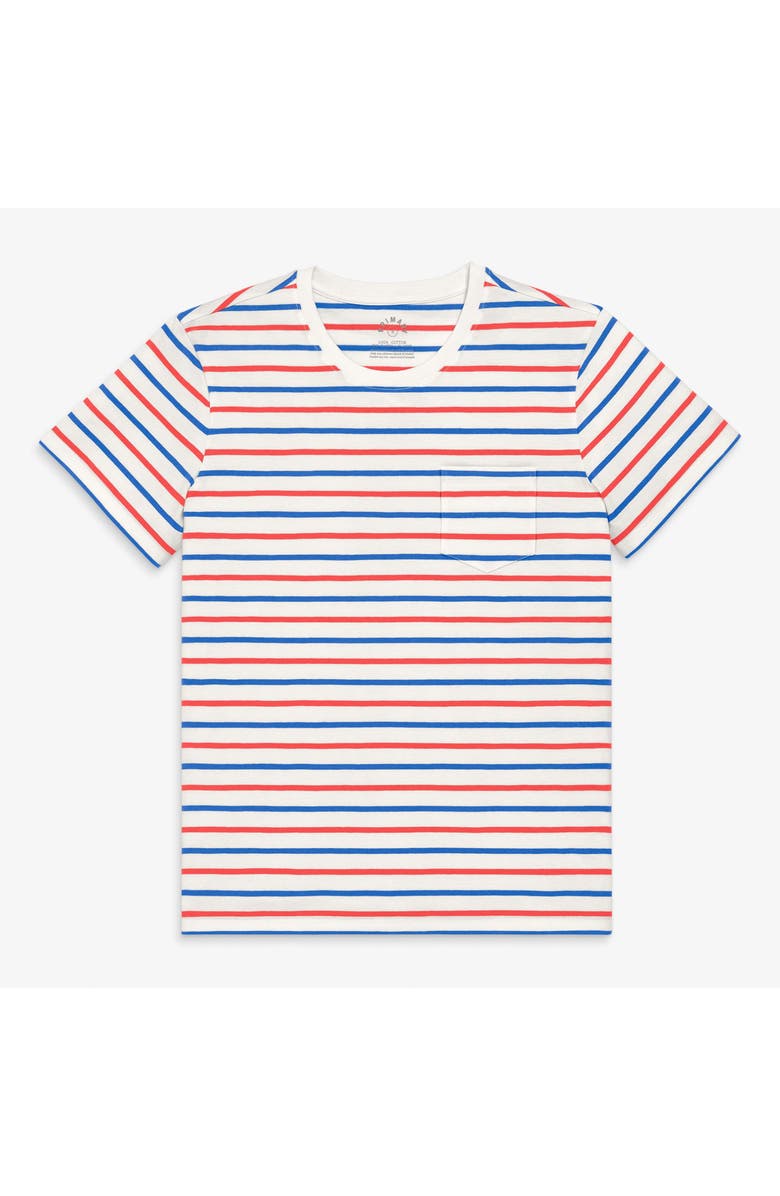 Primary Adult Stripe Easy Tee (Unisex Fit) In Blueberry, Main, color, Blueberry Strawberry Stripe