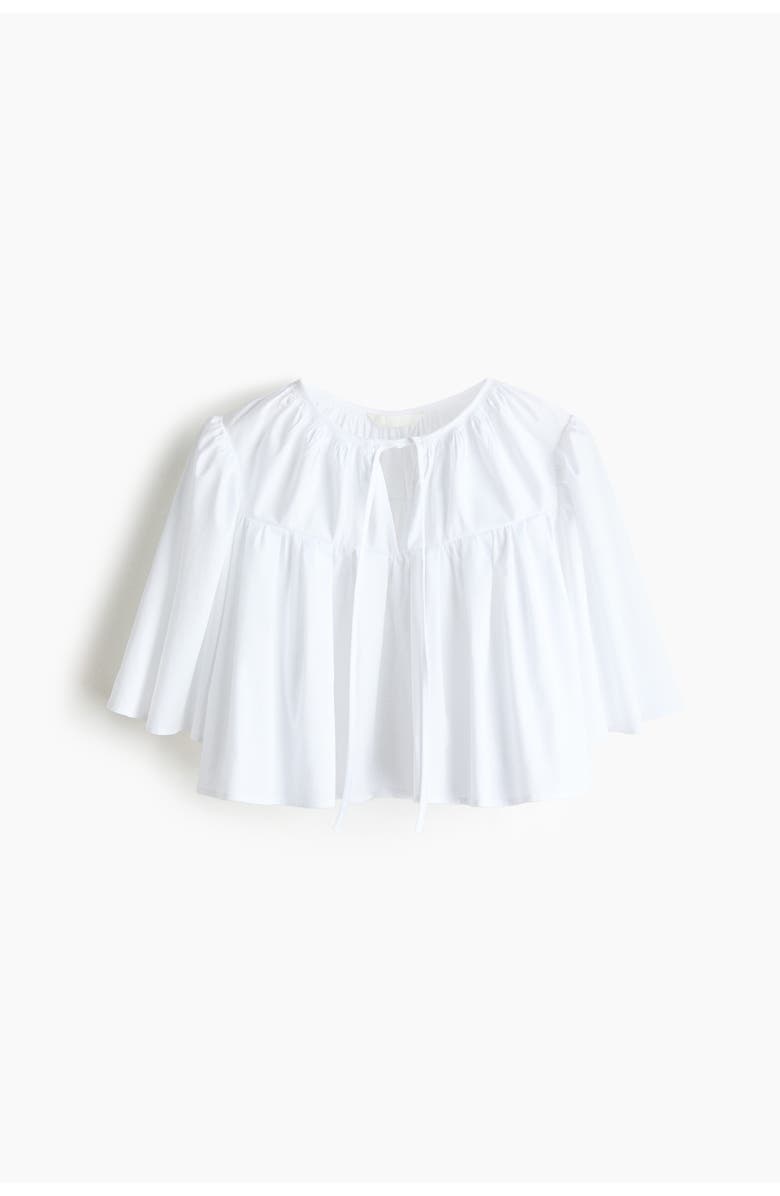 H&M Short cotton blouse, Alternate, color, White
