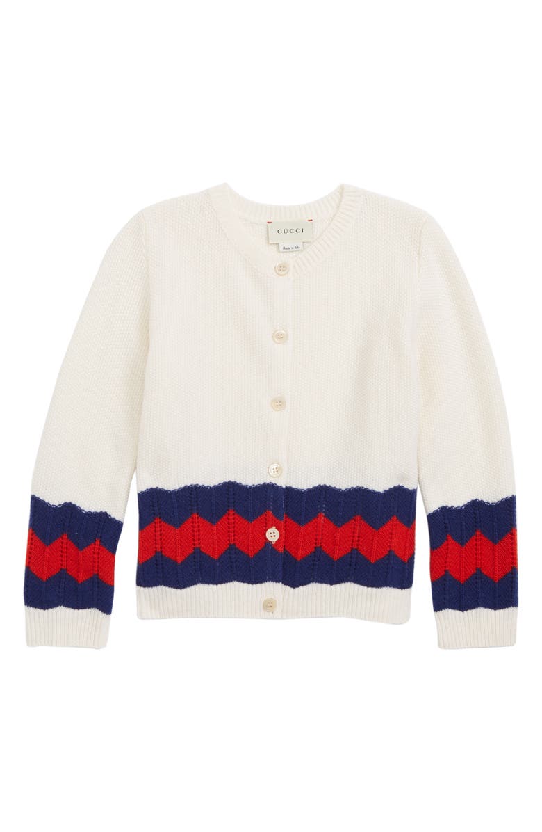 Gucci Stripe Wool Cardigan, Main, color, 