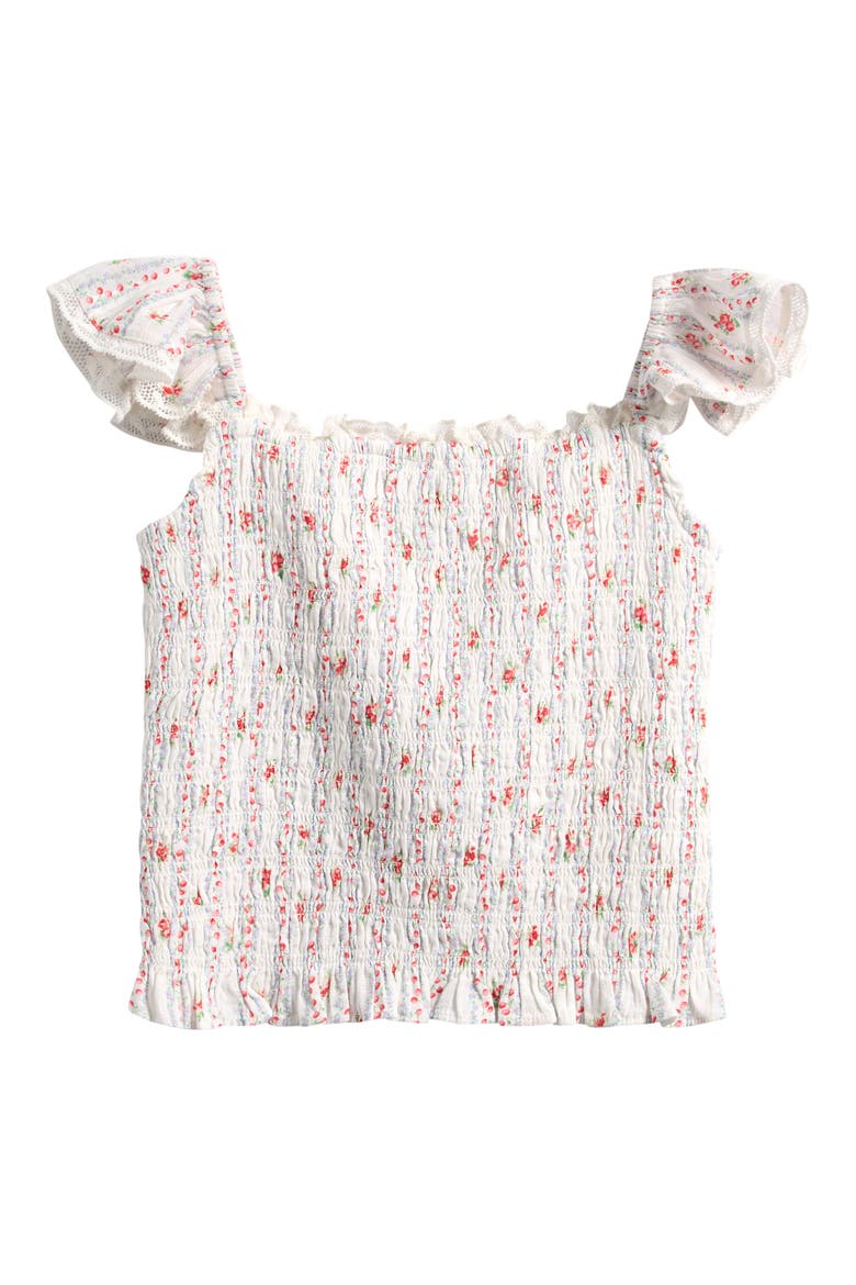 Caspia Floral Print Smock Top, Main, color, POPPY RED