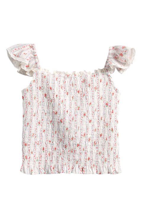 Caspia Floral Print Smock Top (Big Kid)