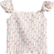 LoveShackFancy Caspia Floral Print Smock Top