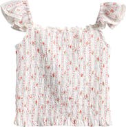 LoveShackFancy Caspia Floral Print Smock Top