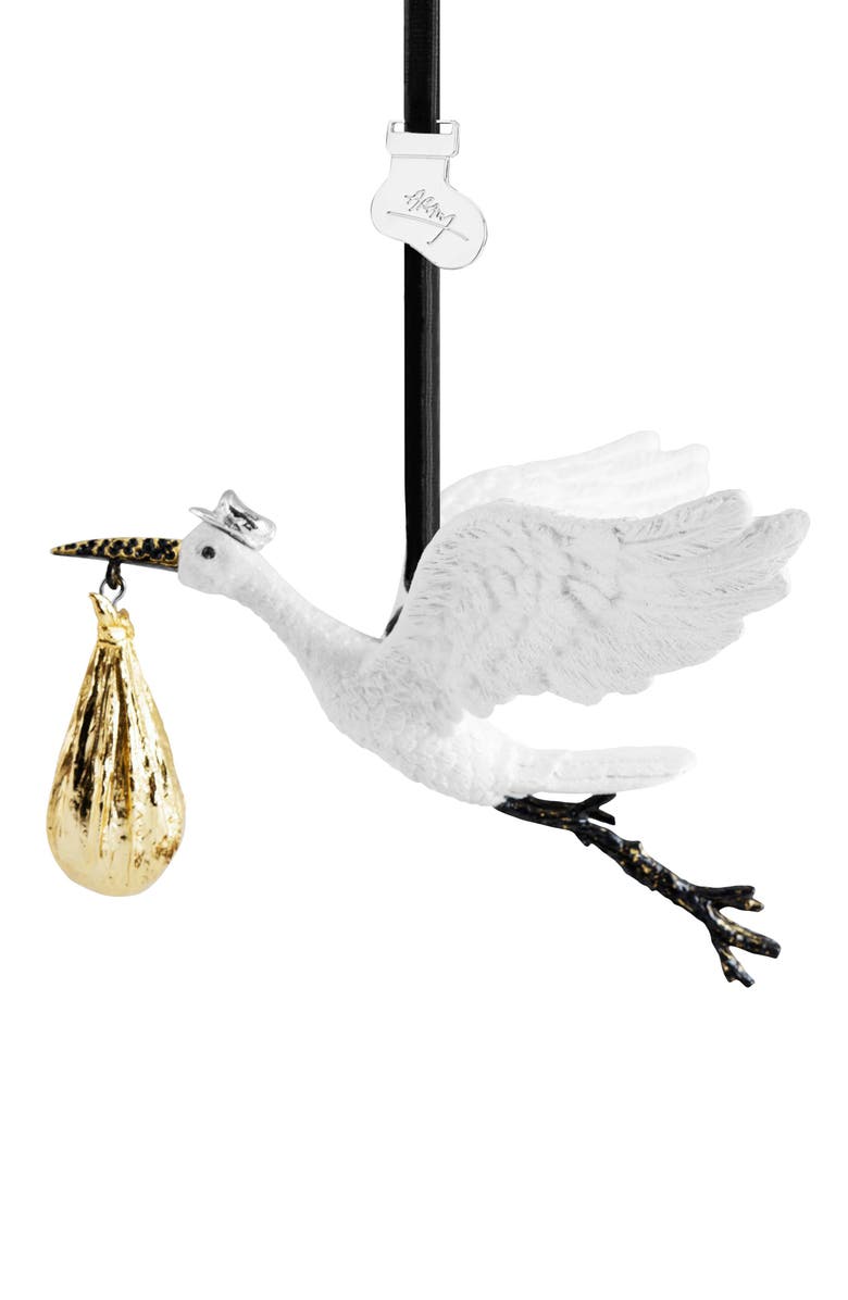 Michael Aram Stork Ceramic Ornament, Alternate, color, Multi White