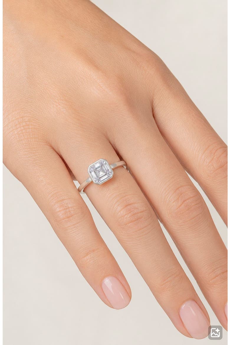 White Topaz Bezel Set Ring, Alternate, color, SILVER