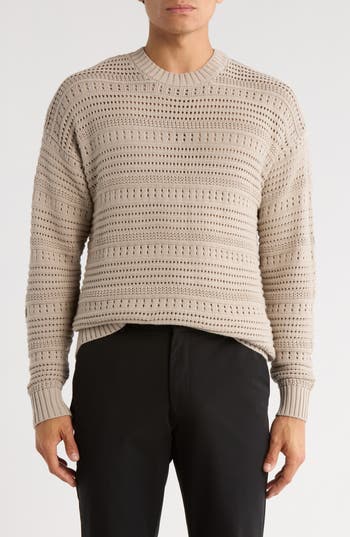 Bugatchi Cotton Crewneck Sweater In Neutral