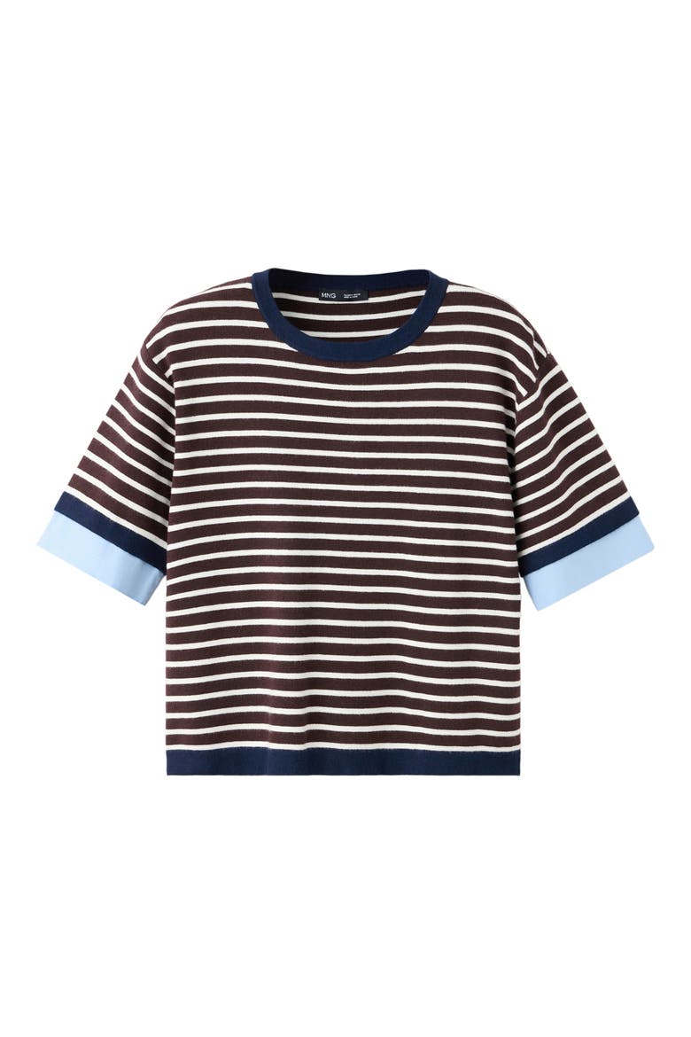Biboy Striped Crewneck Sweater, Alternate, color, CHOCOLATE