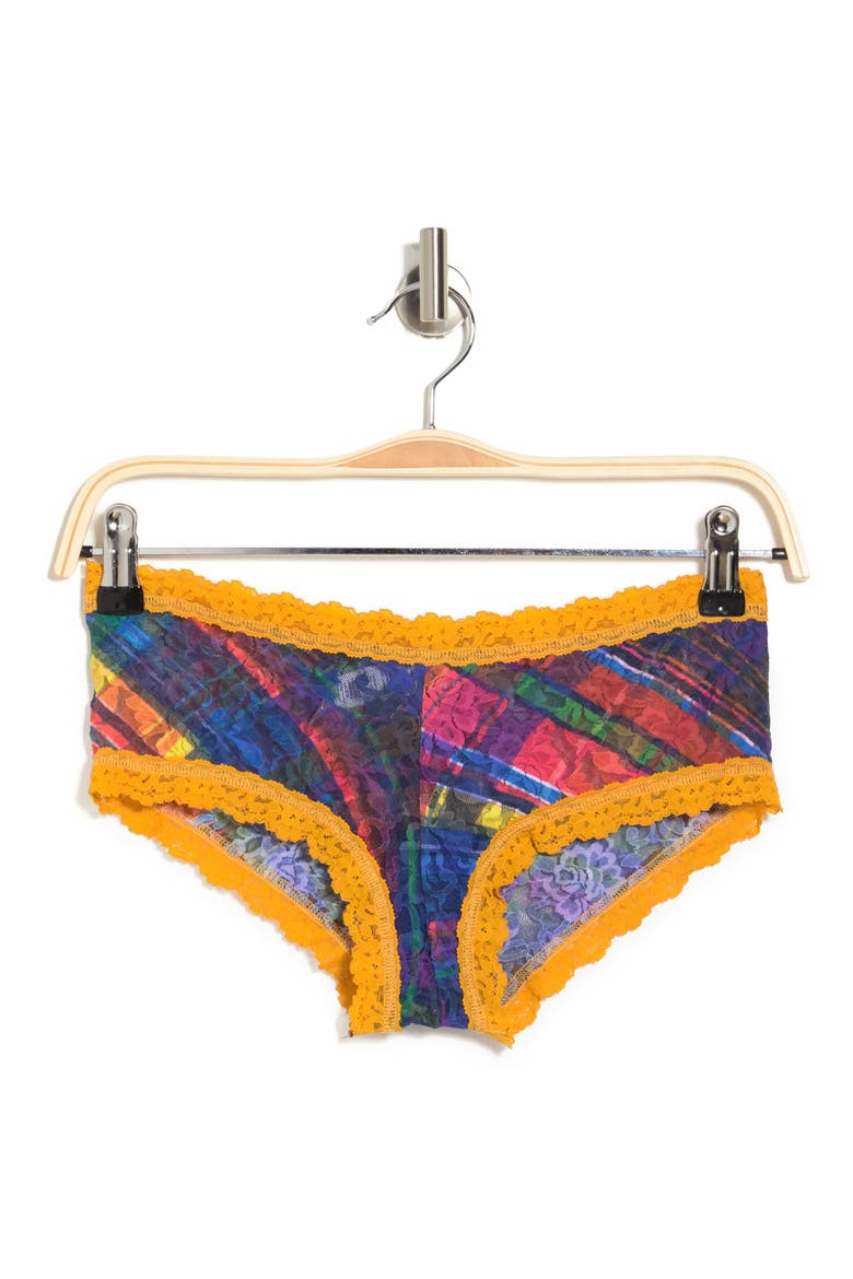 Patterned Lace Boyshort, Alternate, color, PLAIDEST/ SPAY