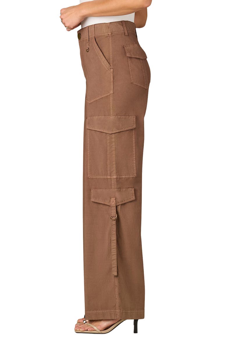 High Waist Cotton Blend Cargo Pants, Alternate, color, MOCHA