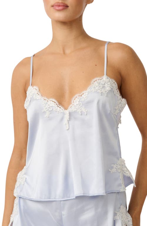 Kat The Label Cinderella Lace Trim Stretch Satin Camisole In Blue