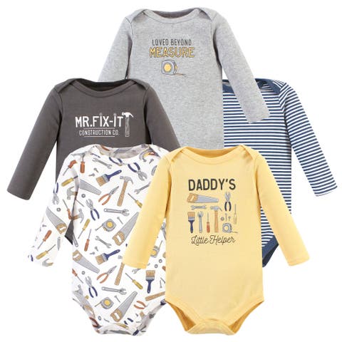 Five-Piece Collection of Long-Sleeve Cotton Bodysuits