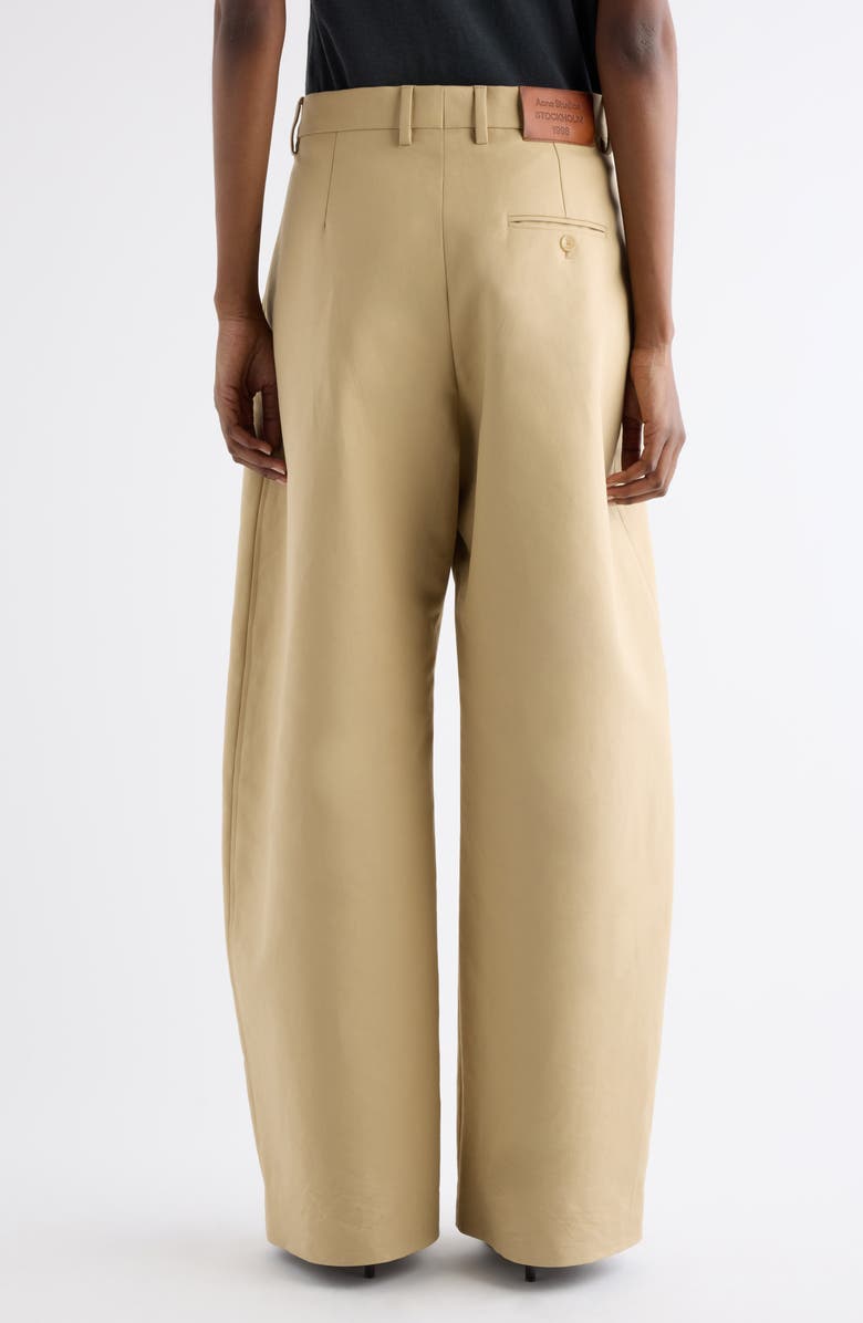Acne Studios Pommy Tailored Organic Cotton Satin Wide Leg Trousers, Alternate, color, Beige