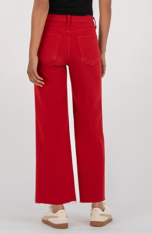 Kut From The Kloth Meg Fab Ab Raw Hem High Waist Ankle Wide Leg Jeans In Red