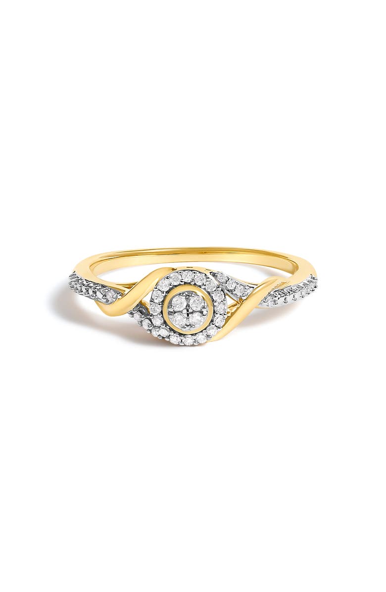 Haus of Brilliance 10K Yellow Gold 1/10 Cttw Diamond Swirl and Halo Promise Ring, Main, color, Yellow