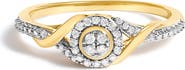 Haus of Brilliance 10K Yellow Gold 1/10 Cttw Diamond Swirl and Halo Promise Ring