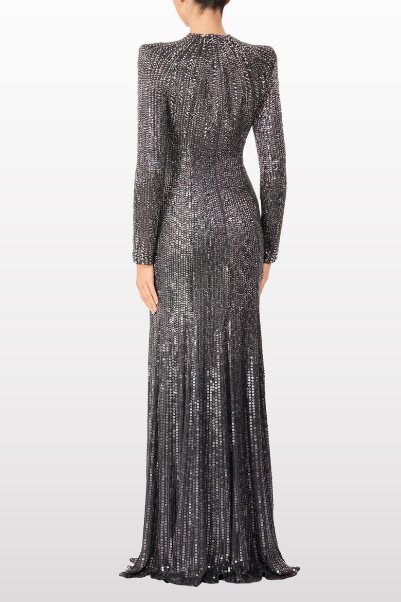 Rory Embellished Mock-Neck Maxi Dress, Alternate, color, Shadow Grey