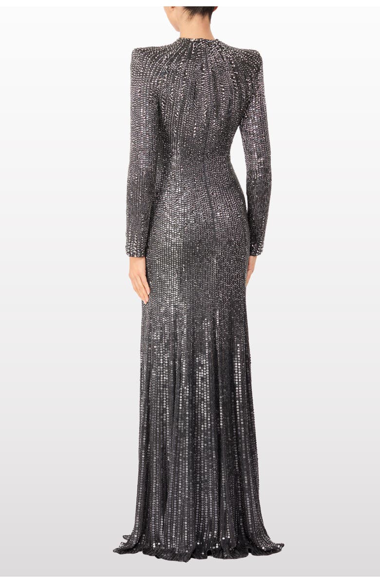 Jenny Packham Rory Embellished Mock-neck Maxi Dress, Alternate, color, Shadow Grey