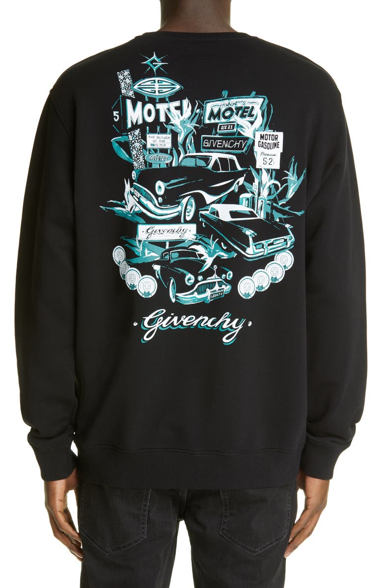 Givenchy Motel Cars Crewneck Sweatshirt, Alternate, color, 