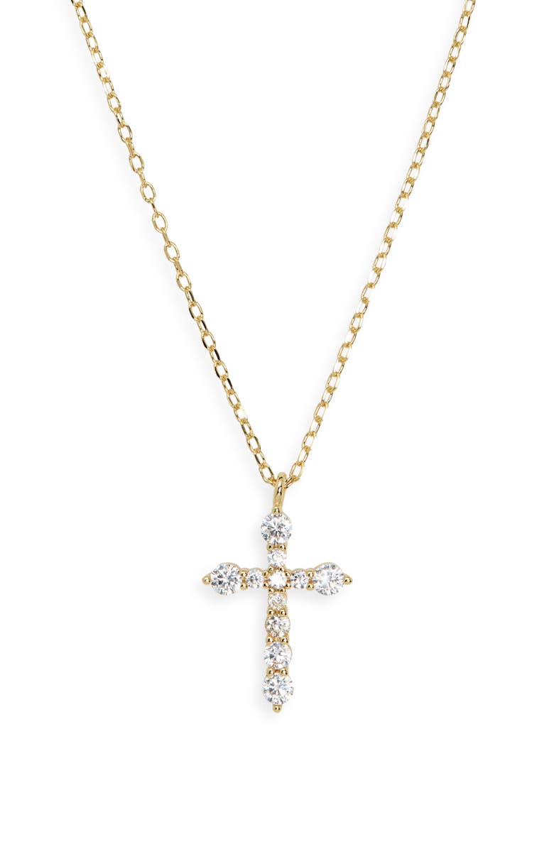 ARGENTO VIVO Cubic Zirconia Cross Pendant Necklace, Alternate, color, Gold