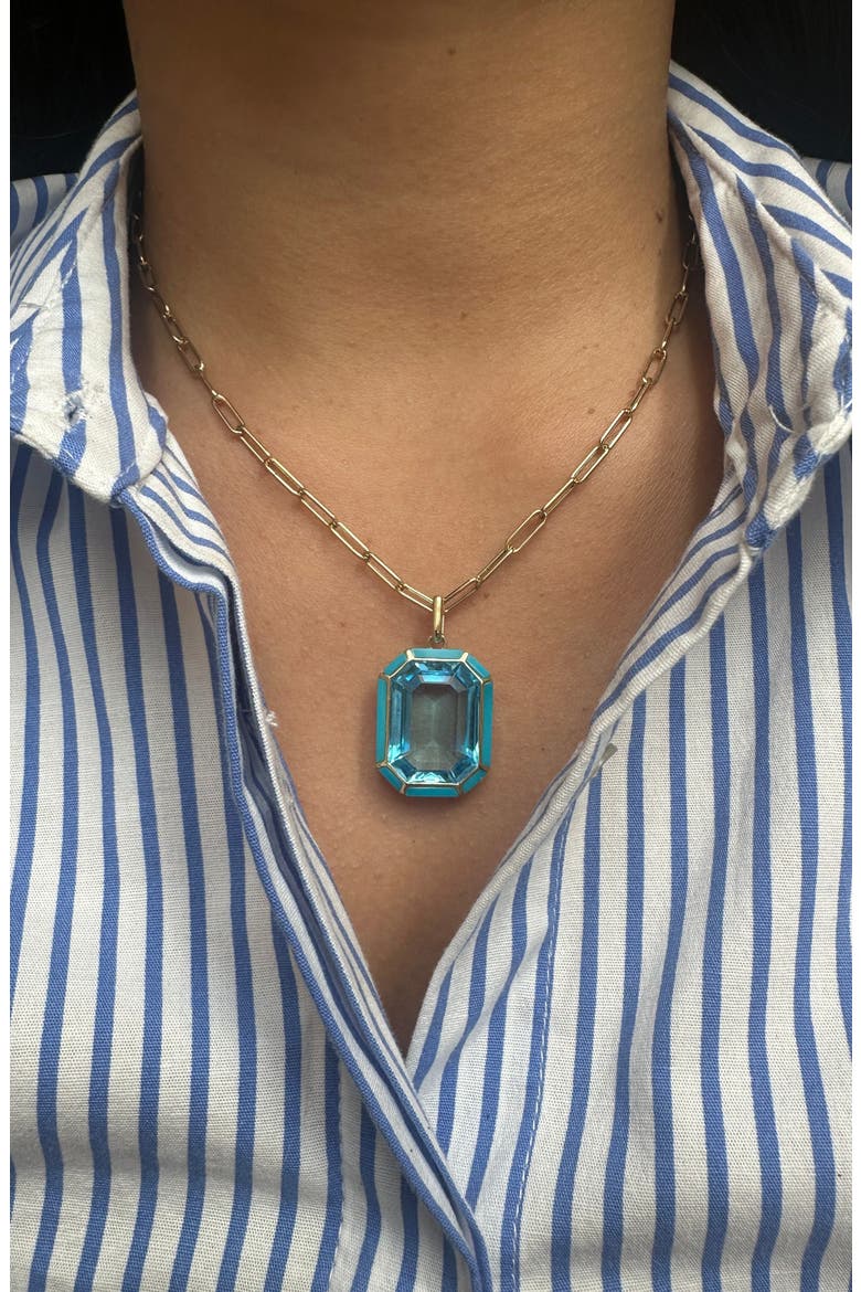 Melange Emerald Cut Pendant Necklace, Alternate, color, PALE BLUE