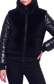 S13 Carrie Mixed Media Fleece Bomber Jacket