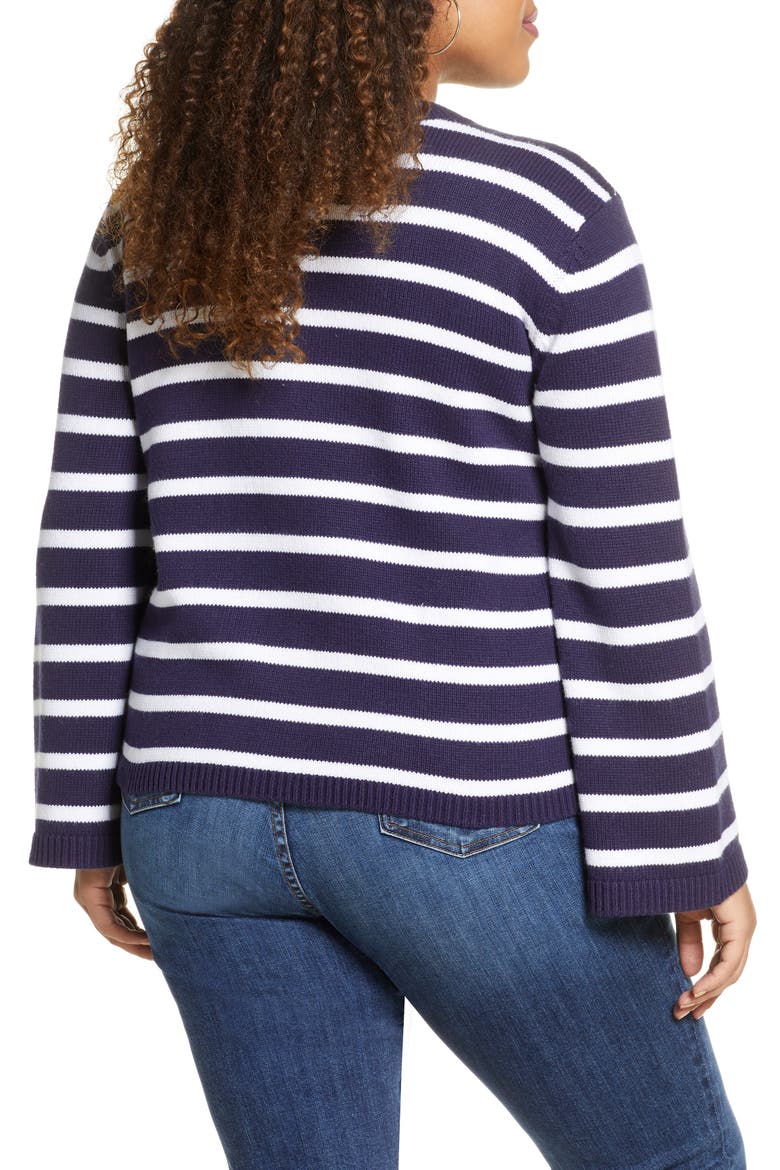 x Atlantic-Pacific Stripe Oversize Sweater, Alternate, color, NAVY- WHITE STRIPE
