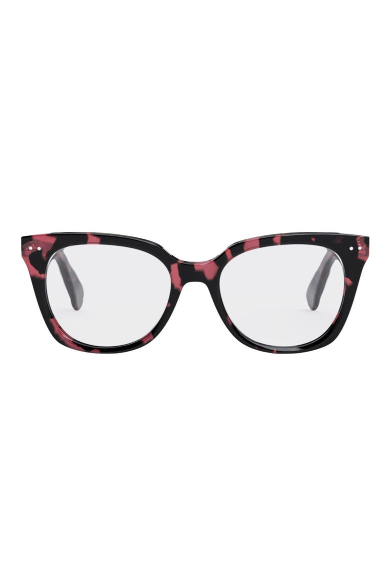 Thin 2 Dots 52mm Cat Eye Optical Glasses, Main, color, HAVANA