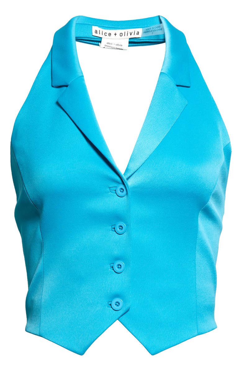 Alice + Olivia Donna Halter Neck Vest, Alternate, color, Ocean Floor