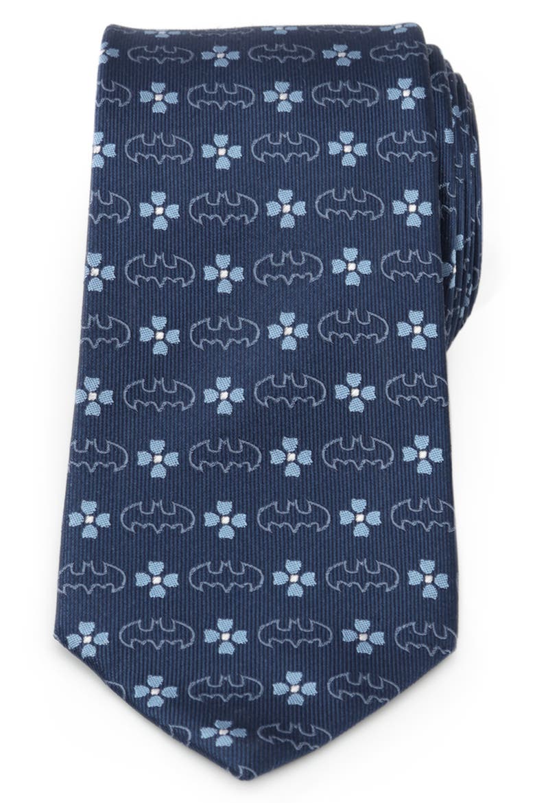 Batmen Floral Neat Silk Tie, Main, color, NAVY