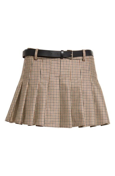 Pleated Check Wool Skorts