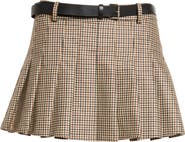 MONSE Pleated Check Wool Skorts