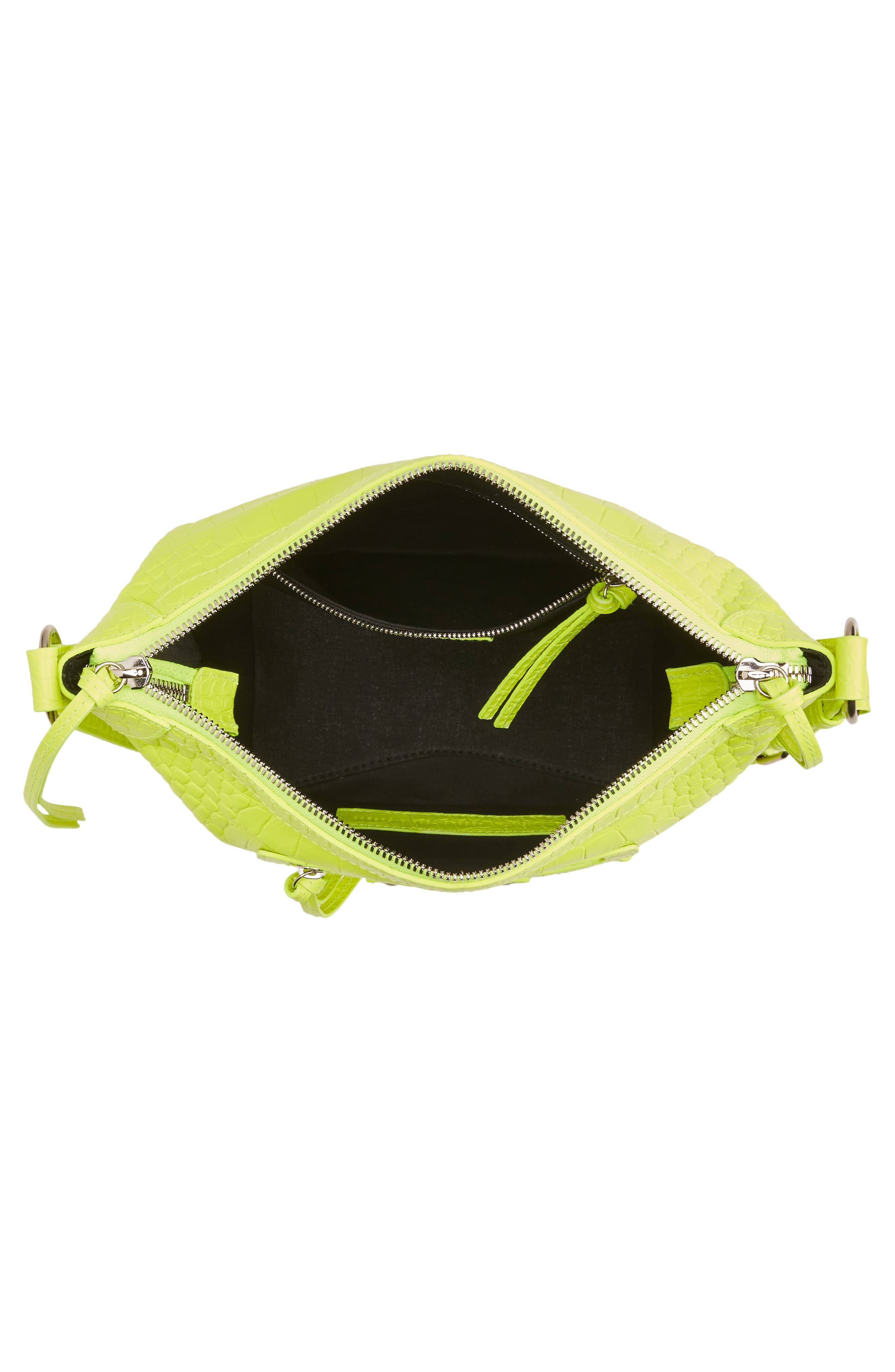 Balenciaga X-Small Neo Classic Croc Embossed Leather Hobo Bag, Alternate, color, 