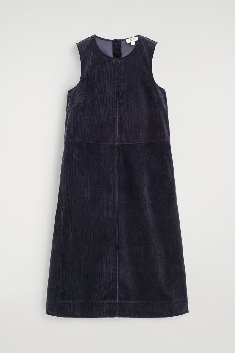 A-Line Corduroy Midi Dress, Alternate, color, NAVY