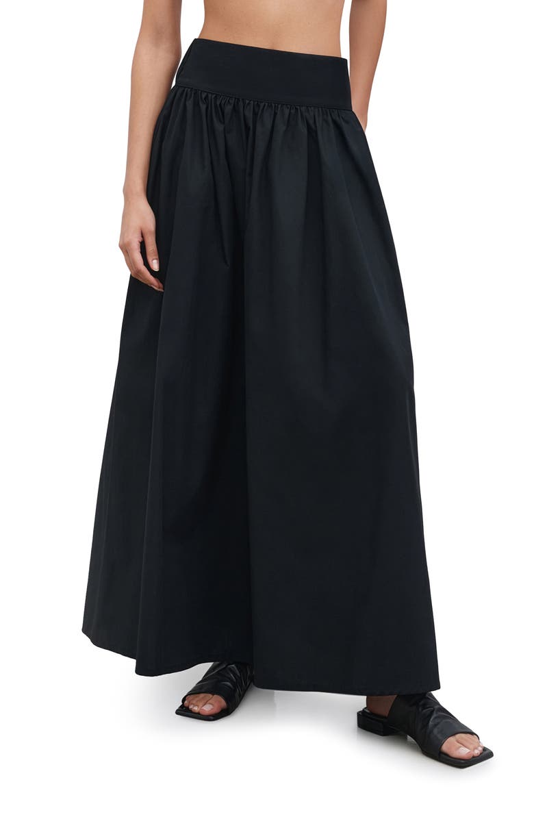 Marcella Raven Cotton Poplin Maxi Skirt, Main, color, Black