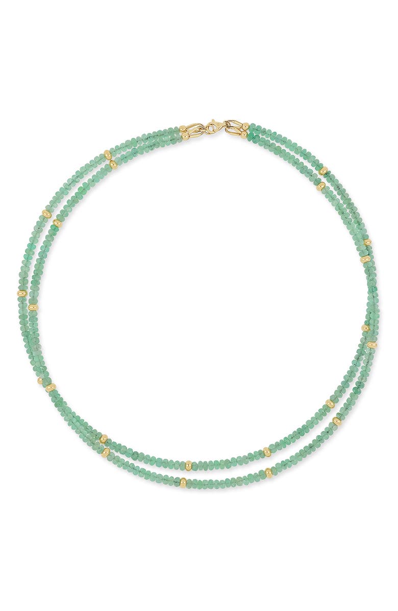 Bony Levy 14K Iris Emerald Beaded Tennis Necklace, Main, color, 14Ky Gold