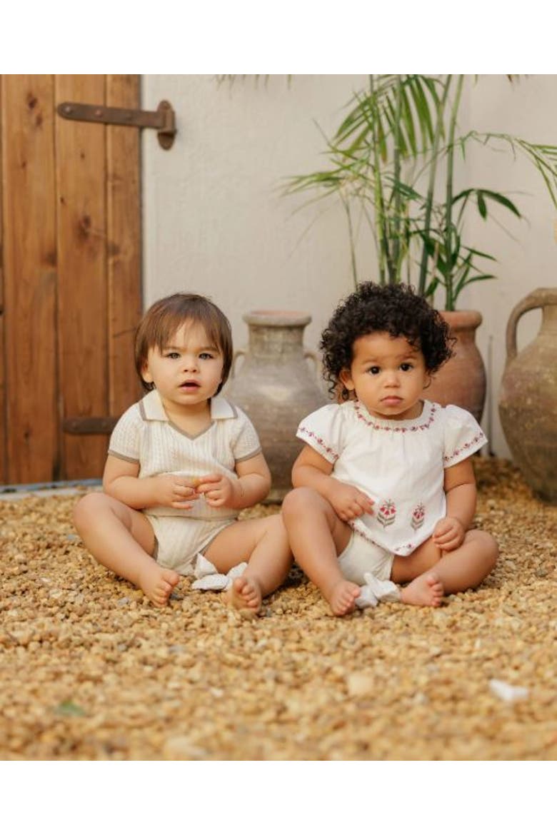 Looms Embroidered Trim Collection - Cable Knit 2 Piece Set, Alternate, color, Ivory