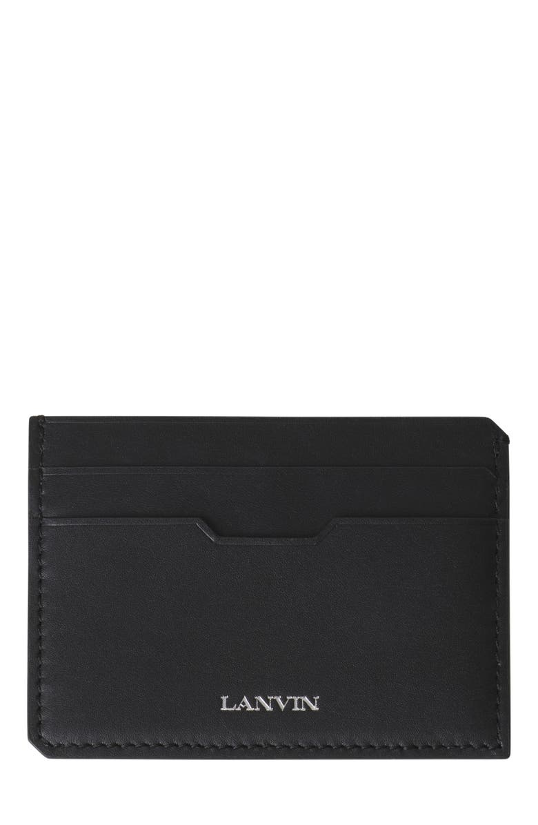 Lanvin Compagnon Leather Cardholder, Alternate, color, Black