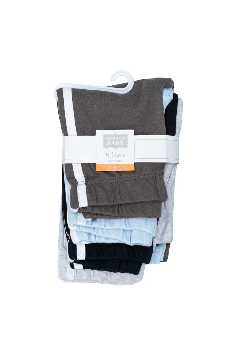 Hudson Baby 4Pk Cotton Athletic Pants, Alternate, color, Heather Gray Blue
