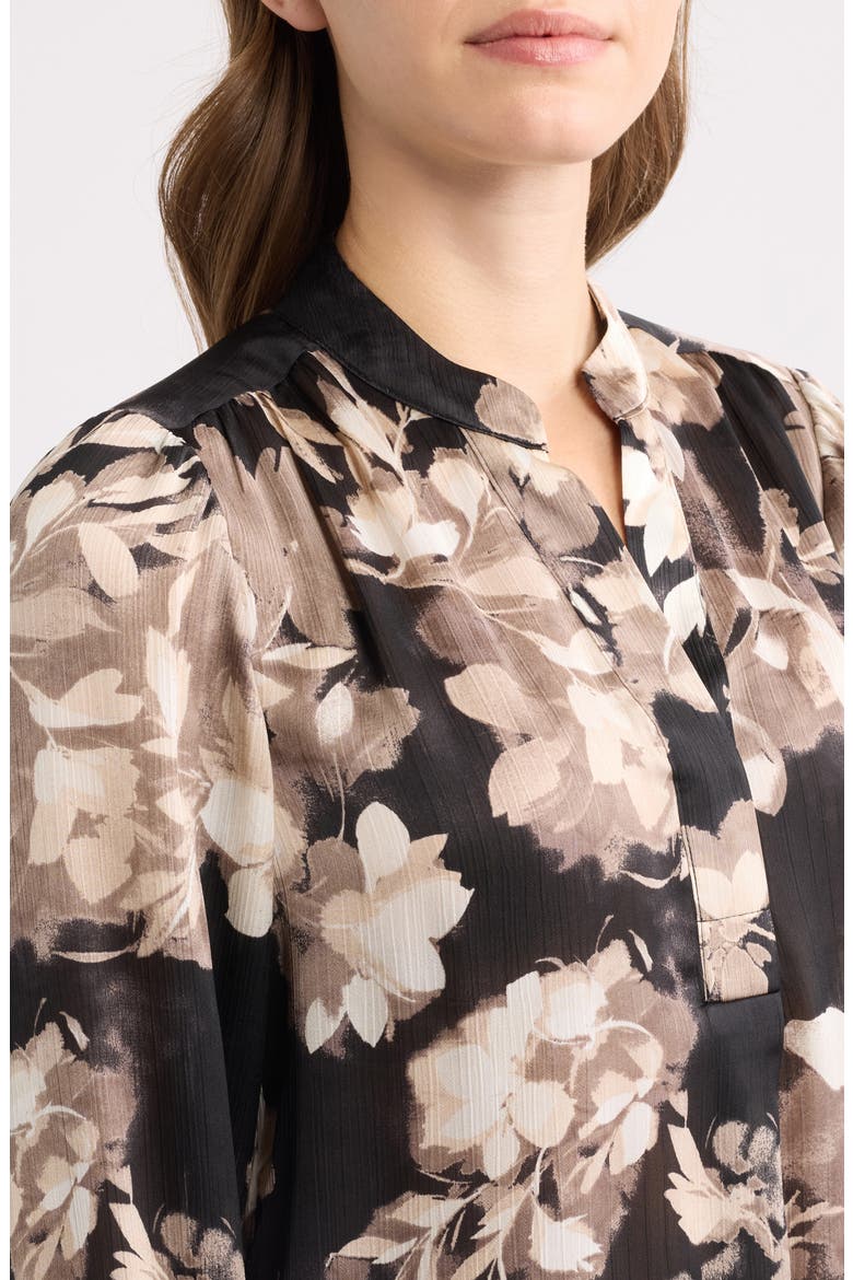 Floral Print Top, Alternate, color, ANNE BLACK/ LATTE MULTI