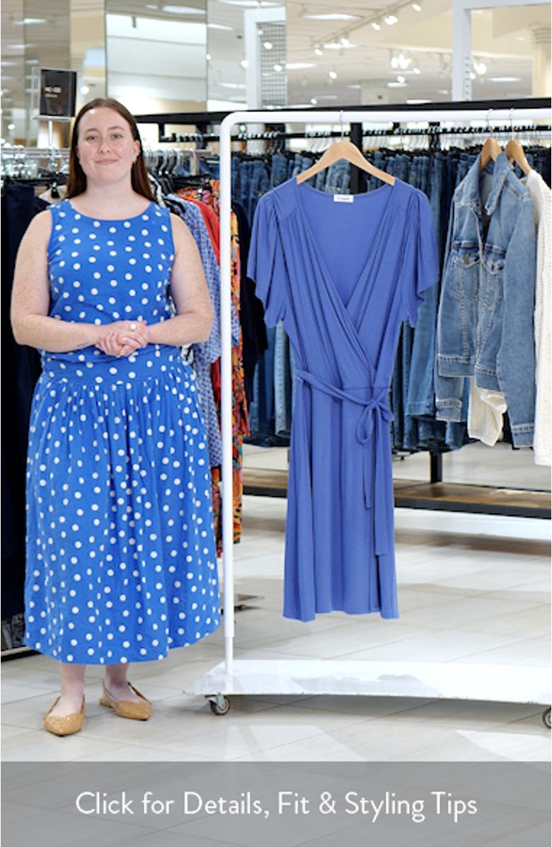 Flutter Sleeve Faux Wrap Jersey Dress, sales video thumbnail