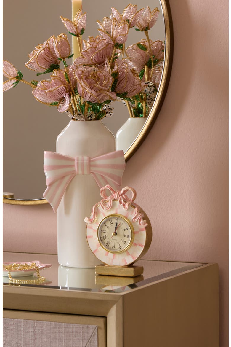 It's All About the Bow Desk Clock, Alternate, color, PINK MULTI