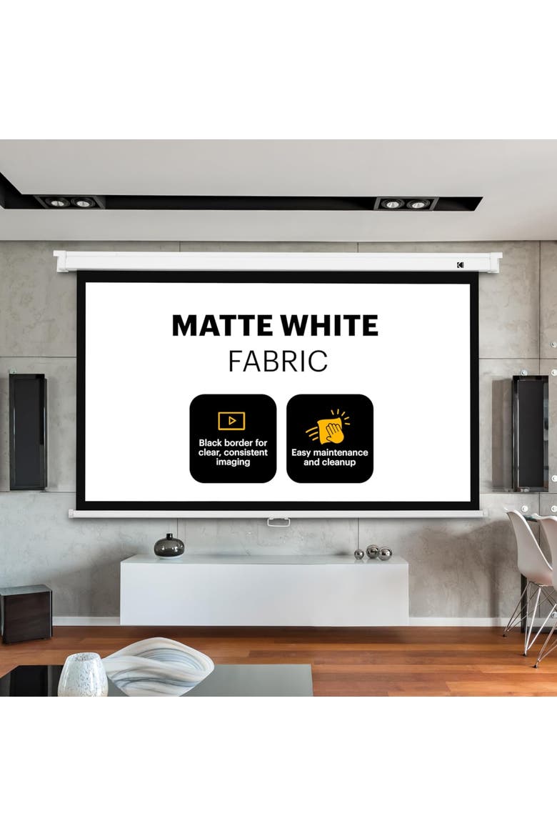 80 Manual Pull Down Projector Screen, Large 169 Retractable Projector Screen, Alternate, color, Black