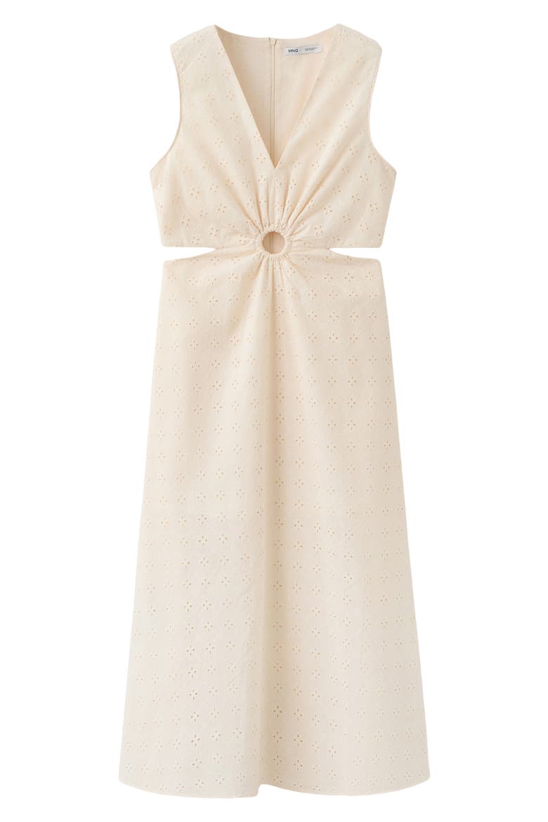 Openwork Cotton Cutout Midi Dress, Alternate, color, ECRU