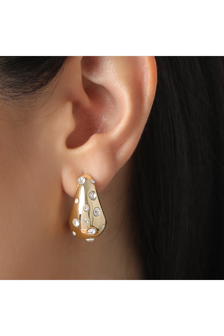 Gold-Tone Pavé Polka Dot Sculptural Hoop Earrings, Alternate, color, Gold-Tone