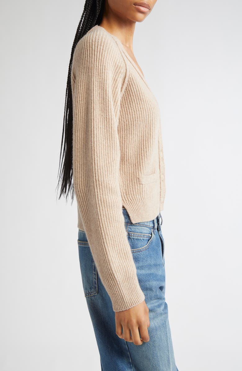 Victoria Beckham Wool & Cashmere Rib Cardigan, Alternate, color, Sand