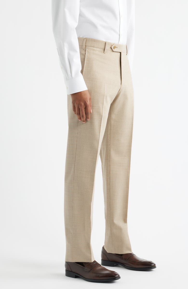 Zanella Devon Flat Front Plaid Wool Dress Pants, Alternate, color, Khaki