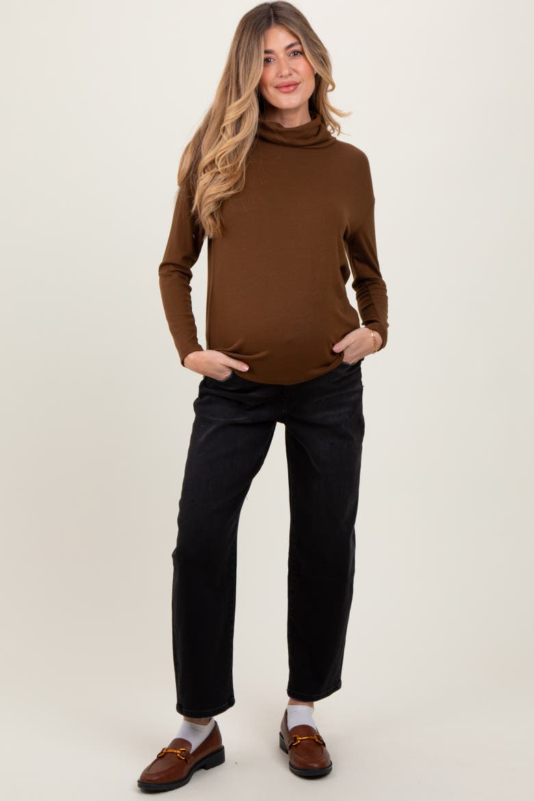 Cropped Wide Leg Maternity Jeans, Alternate, color, Black