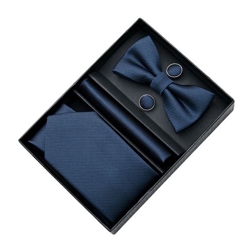 Moustache Four-piece Tie Set In Navy Blue