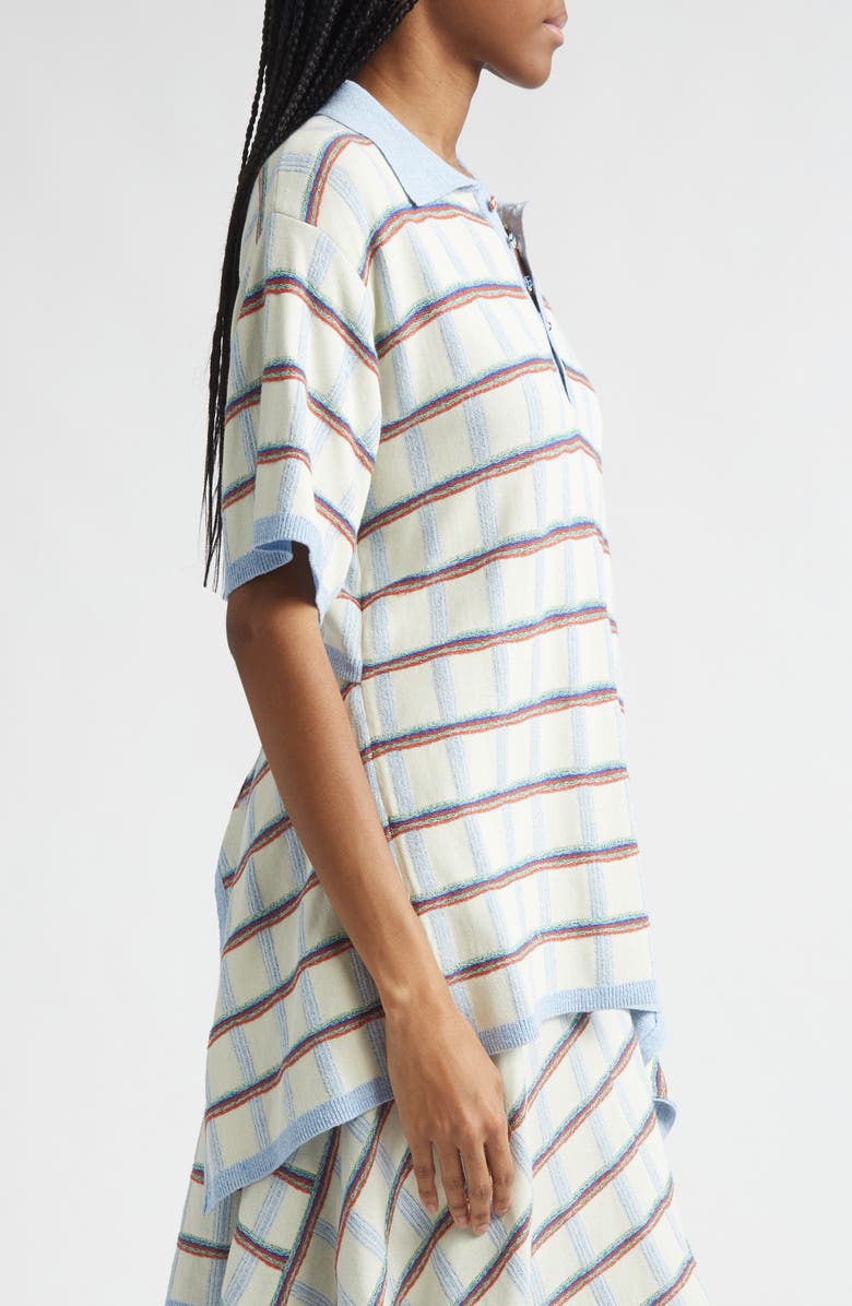 EENK Back Button Check Jacquard Polo, Alternate, color, Ivory